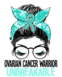 Messy Bun Teal Ribbon Ovarian Cancer Warrior Unbreakable Funny Gift Kids Sweatshirt