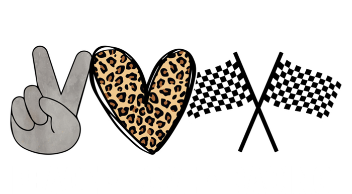 Wo's Racing Design Girls Peace Love Racing Race Flag Gift Short Acrylic Beanie