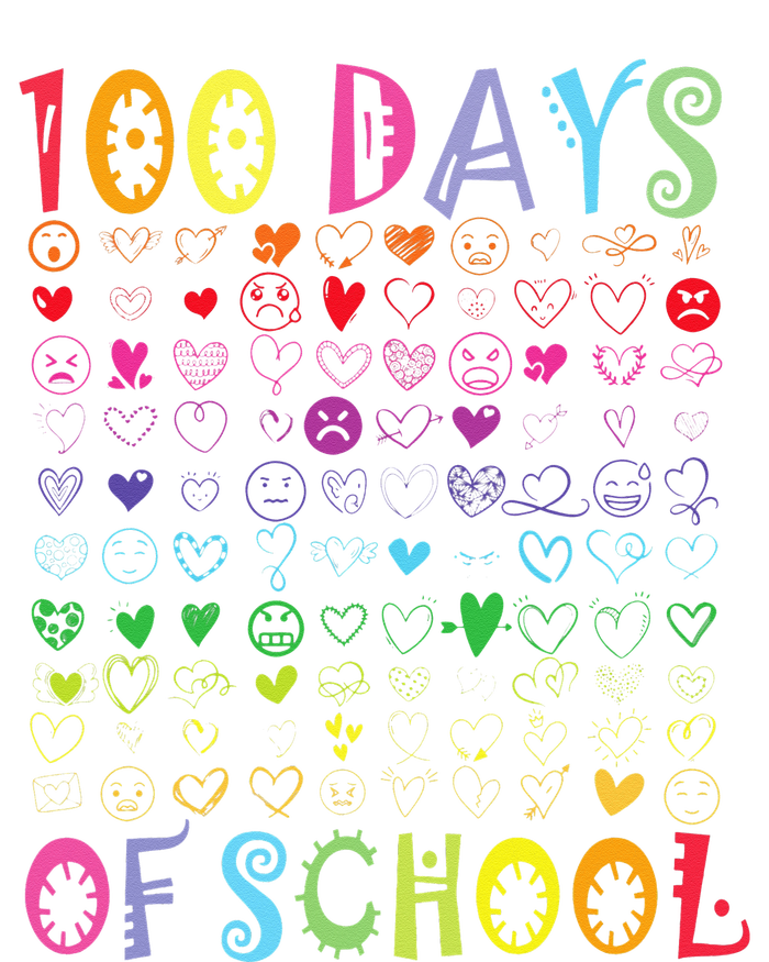 100 Days Of School Teacher Student   100 Hearts T-Shirt