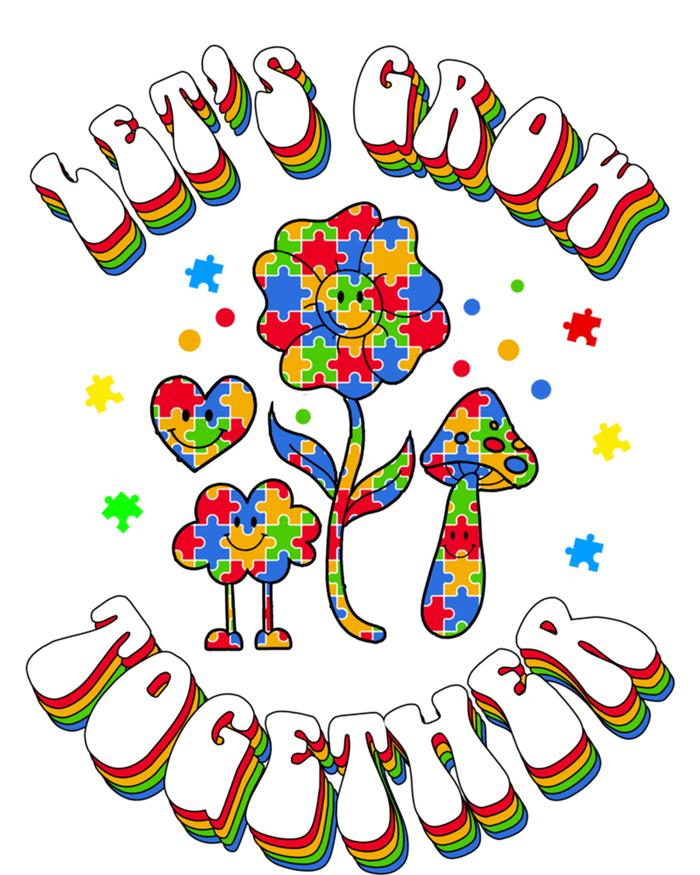 Let's Grow Together Puzzle Flowers Autism Support Great Gift Women's Tri-Blend 3/4-Sleeve Raglan Shirt