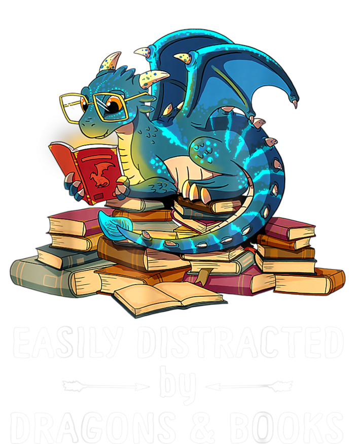 Easily Distracted By Dragons And Books Nerd Dragon T-Shirt