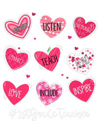 Funny Hearts Teach Love Inspire 1st Grade Teacher Valentines Women's Perfect Tri Rocker Tank