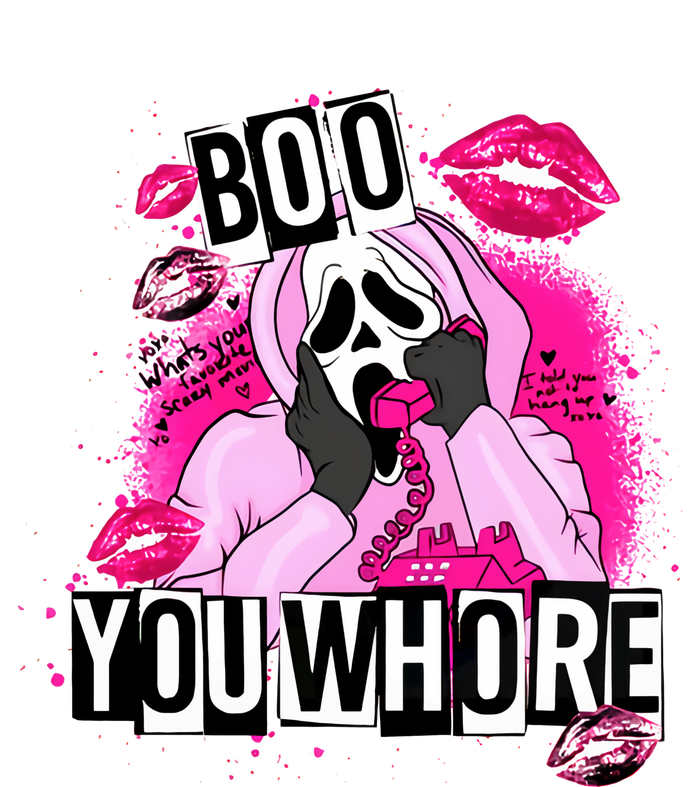 Boo You Whore Ghostface Valentine's Day Couple Lover Gift Idea Garment-Dyed Fleece Hoodie