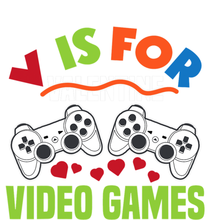 V Is For Video Games Funny Valentines Day Gamer Gift Ladies Long Sleeve Shirt