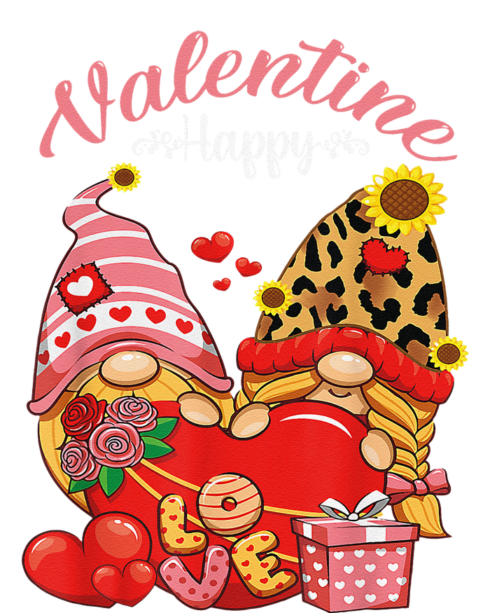 Cute Happy Valentines Day Gnomes With Leopard Sunflower Valentine Day T-Shirt