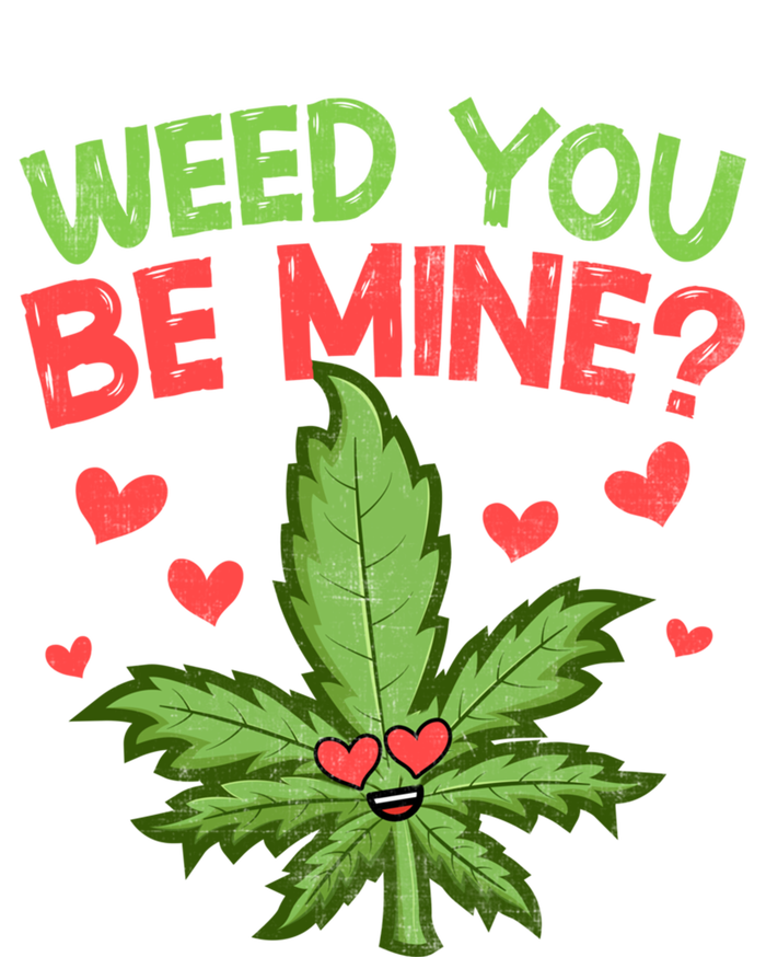 Valentine's Day Weed You Be Mine Cute Weed Marijuana Hearts Funny Gift V-Neck T-Shirt