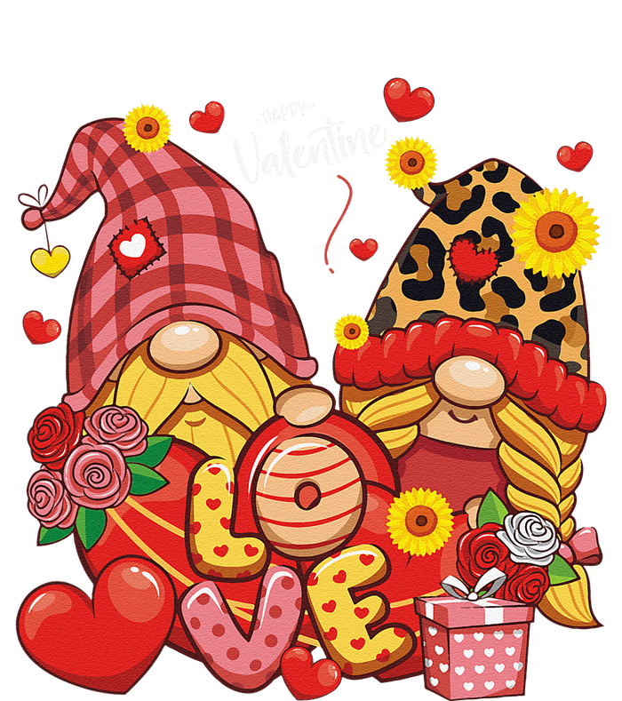 Happy Valentines Day Gnomes Leopard With Sunflower Valentine T-Shirt