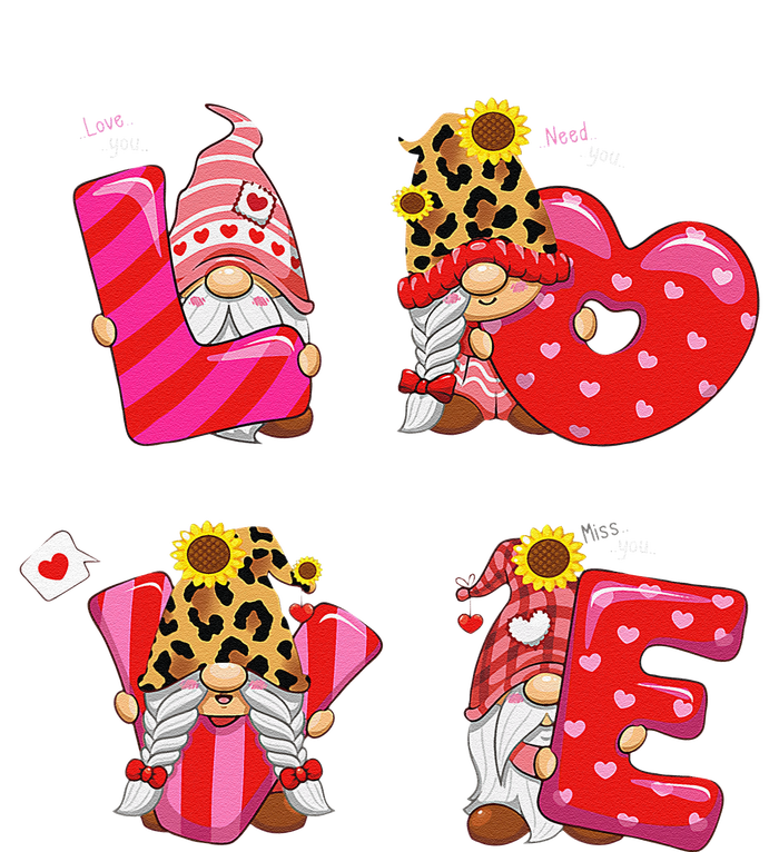 Happy Valentines Day Gnomes With Leopard Sunflower Valentine Cute Love Day T-Shirt