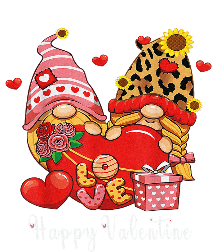 Happy Valentines Day Gnomes With Leopard Sunflower Valentine Love T-Shirt