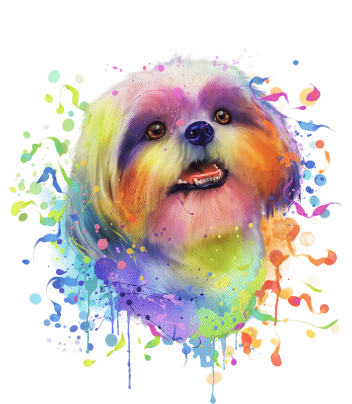 Colorful Splash Art Shih Tzu Portrait Shitzu Puppy Owner Gift Valucap Bio-Washed Visor