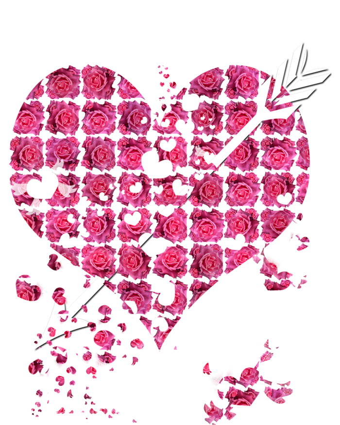 Pink Rose Flower Heart And Arrow Gift Roses Lovers Valentines Day Gift T-Shirt