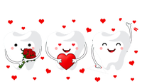 Dental Valentine's Day Cute Teeth Hugging Heart Rose Funny Gift T-Shirt