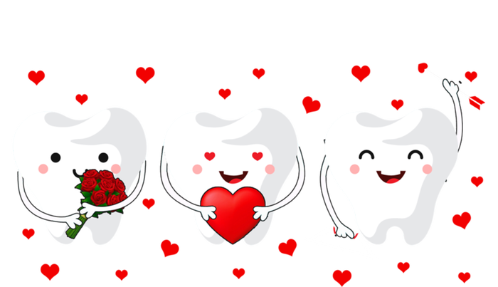 Dental Valentine's Day Cute Teeth Hugging Heart Rose Funny Gift T-Shirt