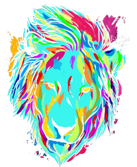 Colorful Lion Design T-Shirt