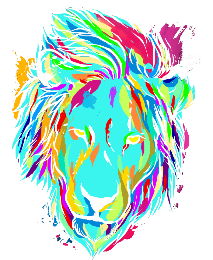 Colorful Lion Design T-Shirt