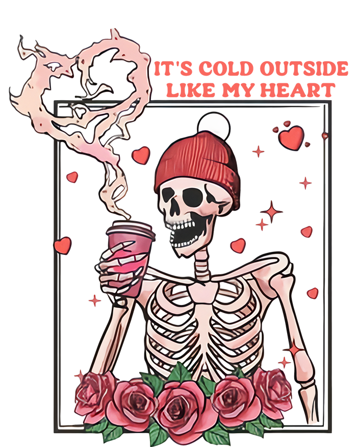 Skeleton With Hearts Drinking Coffee Valentine Valentine's Day Love Lover Couple T-Shirt