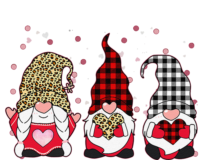 Three Gnomes Holding Leopard Heart & Plaid Valentine's Day Funny T-Shirt