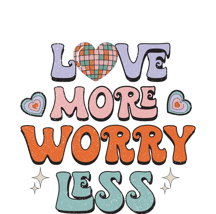 Groovy Love More Worry Less Retro Valentine Gift For Valentine Day Zip Tote Bag