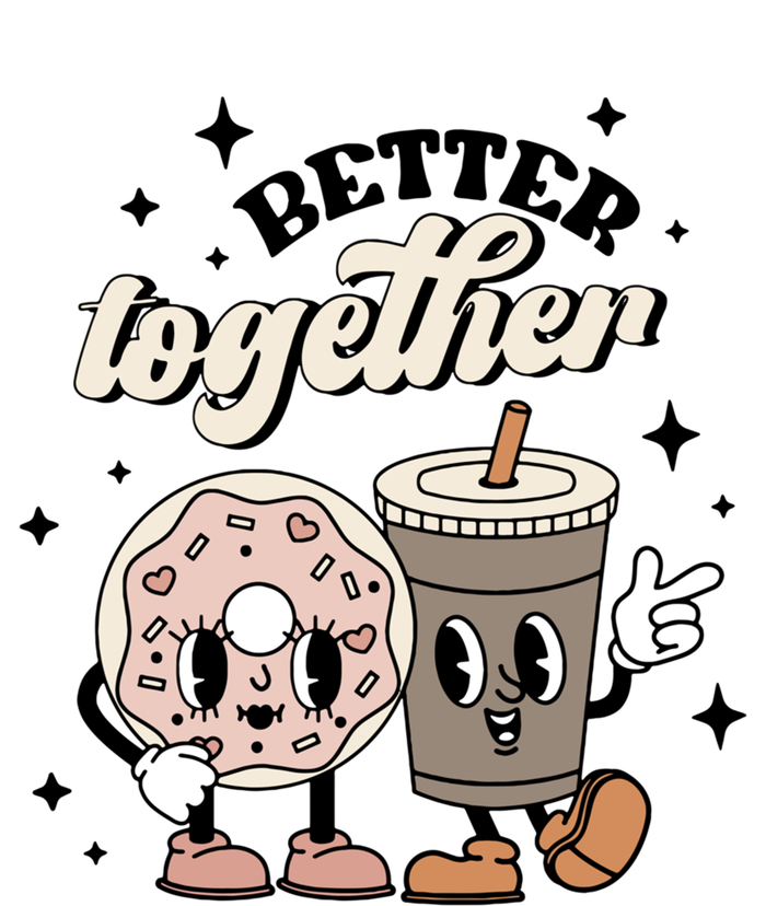 Better Together Coffee Donut Retro Groovy Valentines Day Meaningful Gift Women's Flannel Pajama Set