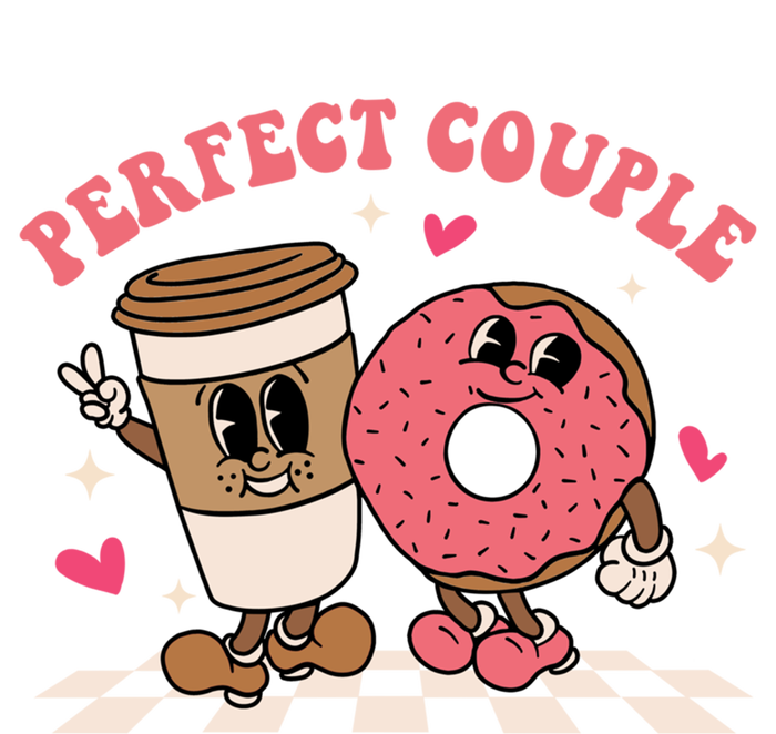 Perfect Couple Coffee Donut Groovy Retro Valentine's Day Cool Gift T-Shirt