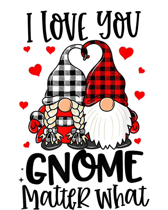 I Love You Gnome Matter What Buffalo Plaid Valentine's Day T-Shirt