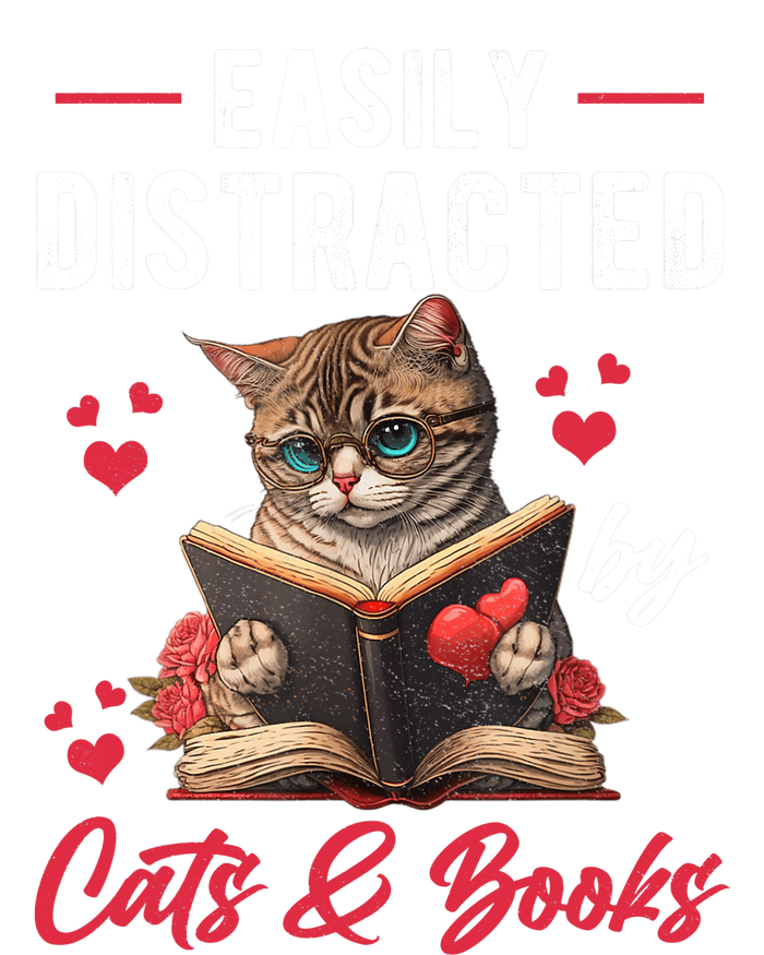 Easily Distracted by Cats and Books Cat & Book Lover Funny Bumper Sticker