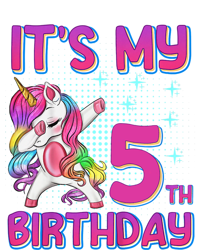 5th Birthday Girl Unicorn Five Year Old Youth Performance Sprint T-Shirt