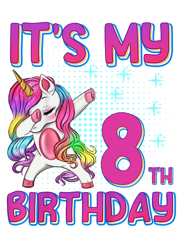 8th Birthday Girl Unicorn Eight Year Old V-Neck T-Shirt