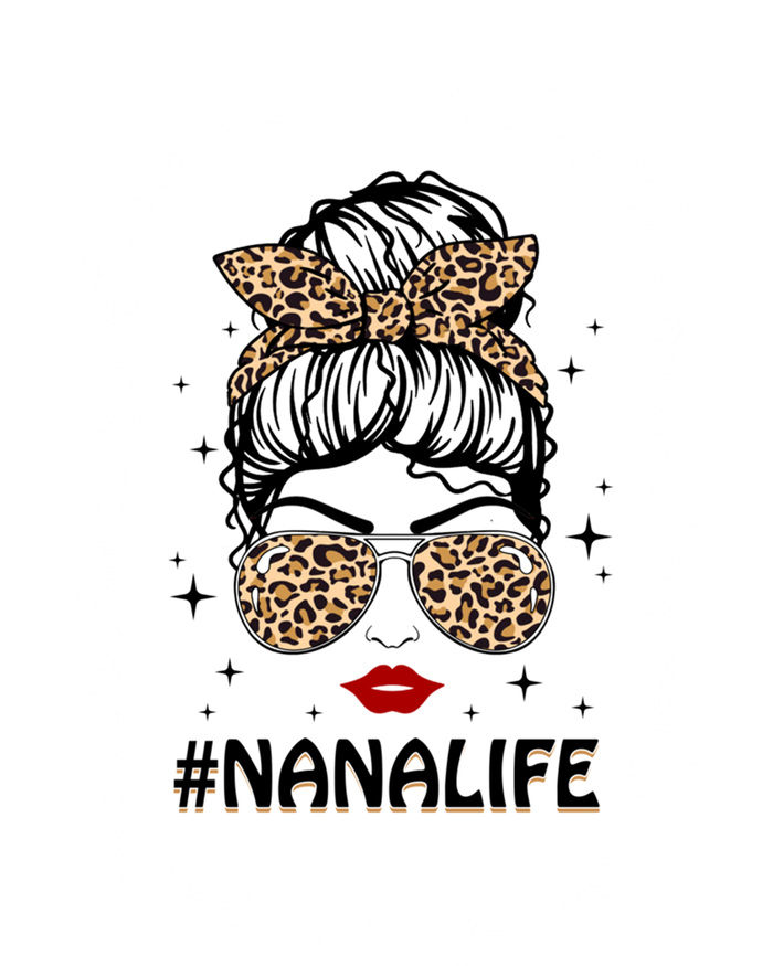 Messy Bun Classy Nana Life Leopard Pattern Shades Bleached Gift Valucap Bio-Washed Visor