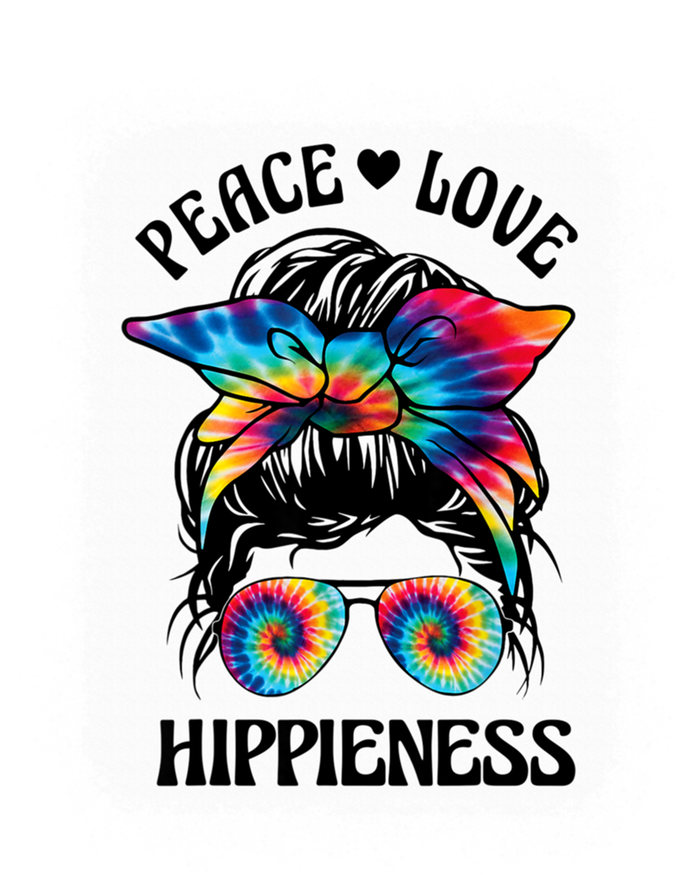 Peace Love Hippiness Messy Bun Tye Dye Peace Sign 70s Party Gift T-Shirt