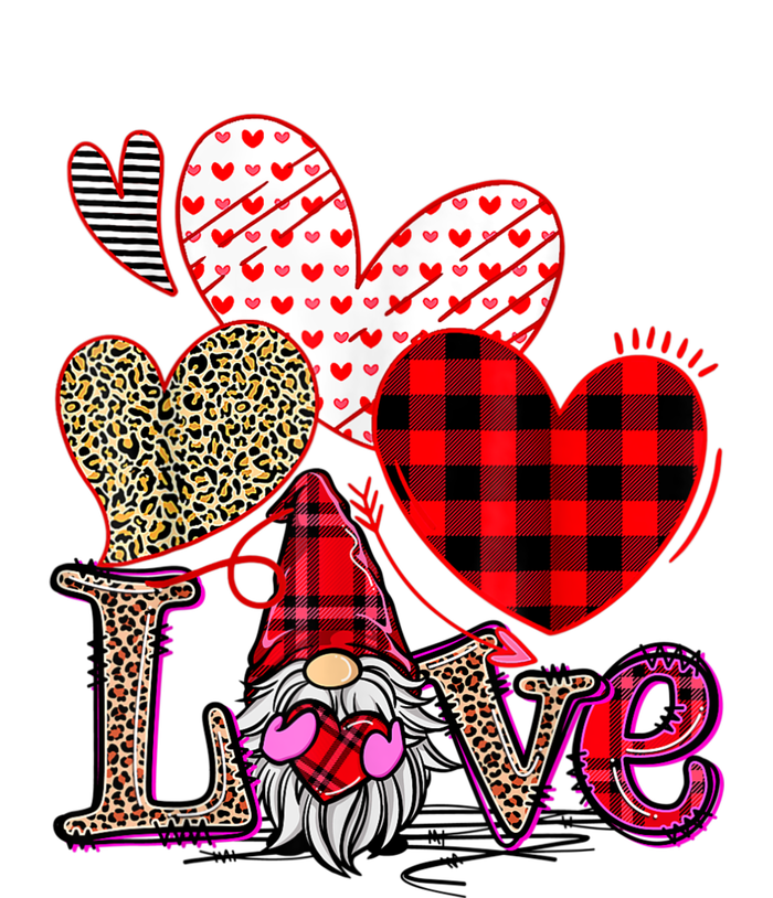 Love Gnome Valentines Day Red Buffalo Plaid Leopard T-Shirt