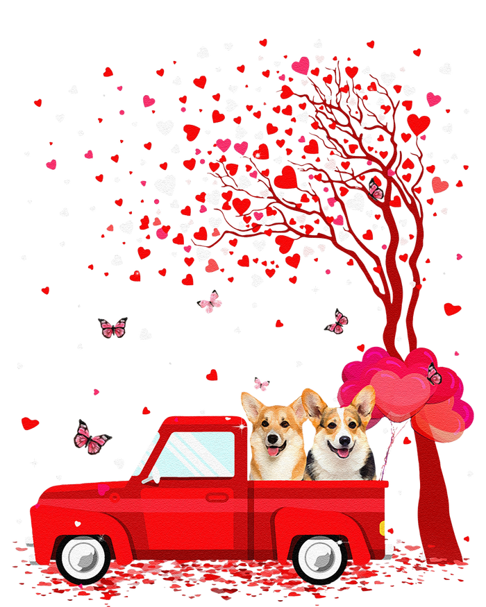 Corgi Valentine's Day Gifts Dogs Red Truck Hearts T-Shirt