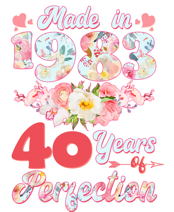 Flower Floral Made In 1983 40 Years Of Perfection Kids T-Shirt