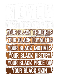 Never Apologize Black History Month BLM Melanin Pride Afro Womens Cotton Relaxed Long Sleeve T-Shirt