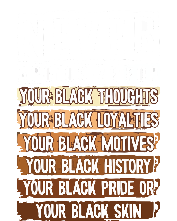 Never Apologize Black History Month BLM Melanin Pride Afro Womens Cotton Relaxed Long Sleeve T-Shirt