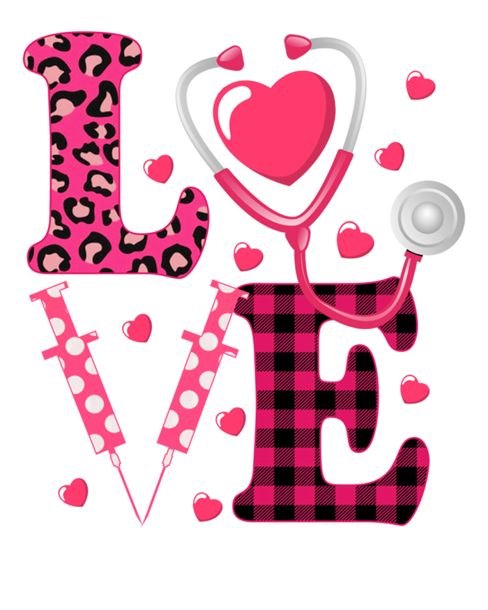 Love Stethoscope Hearts Dialysis Nurse Valentine's Day Gift Women's Long Sleeve Flannel Pajama Set 