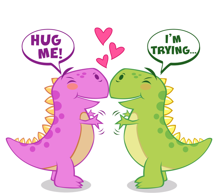 Funny Cute Valentines Day T Rex Dinosaurs Hug T-Shirt