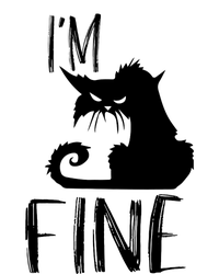 Funny I'm Fine Gift for Crazy Cat Owners, Black Cat Lover Women's Perfect Tri Tunic Long Sleeve Shirt