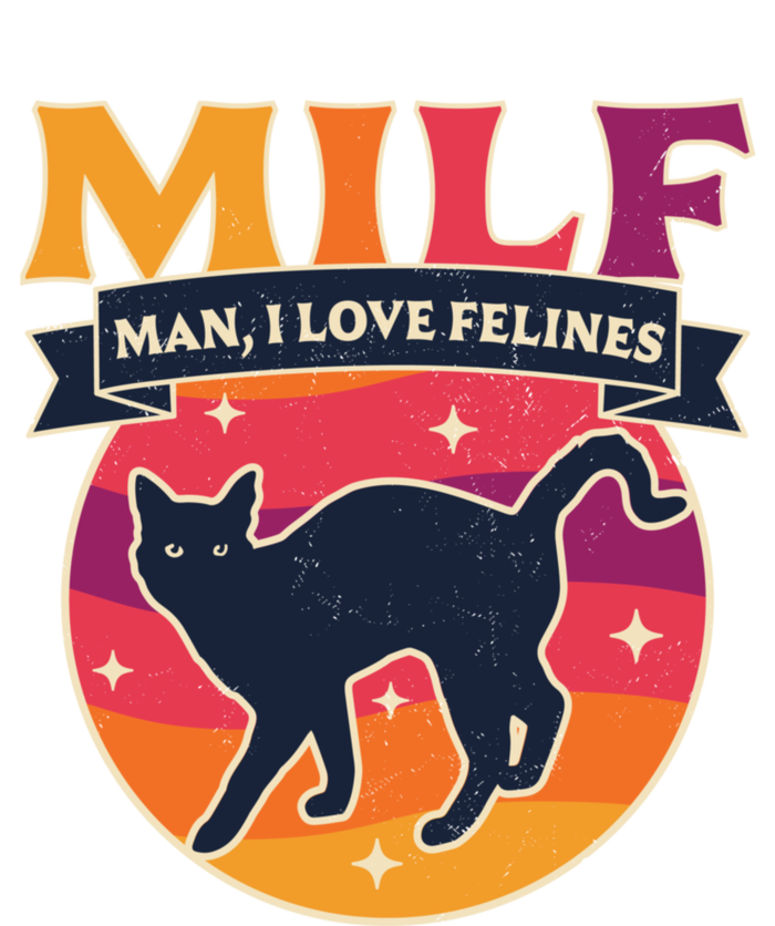 Milf I Love Felines Funny Cats Retro Vintage Black Cat Cool Gift Infant Baby Jersey Bodysuit