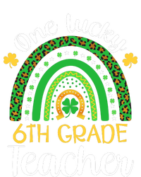 One Lucky 6th Grade Teacher St Patricks Day Teacher Rainbow Graphic Plus Size Stripe Pom Pom Beanie