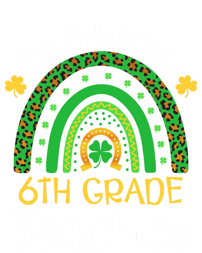 One Lucky 6th Grade Teacher St Patricks Day Teacher Rainbow Graphic Plus Size Stripe Pom Pom Beanie