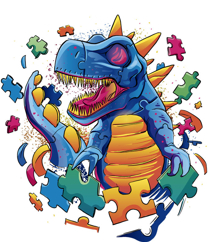 Dinosaur Colorful Puzzle Pieces T-Shirt