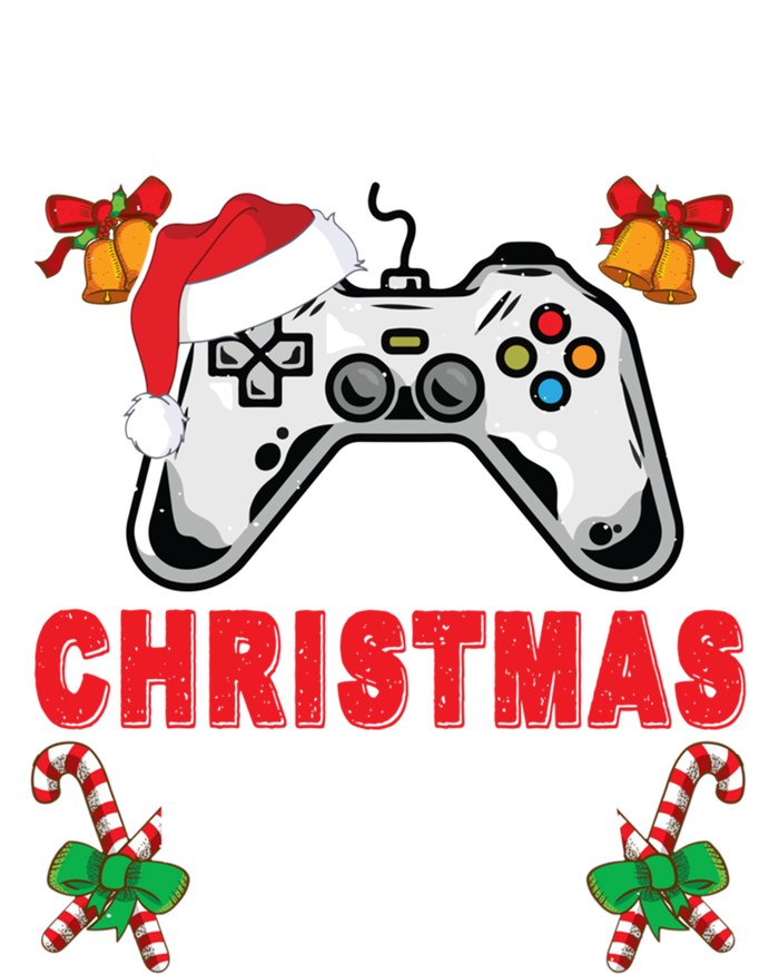 This Is My Christmas Pajama Santa Hat Gamer Video Game Great Gift Striped Beanie with Solid Band