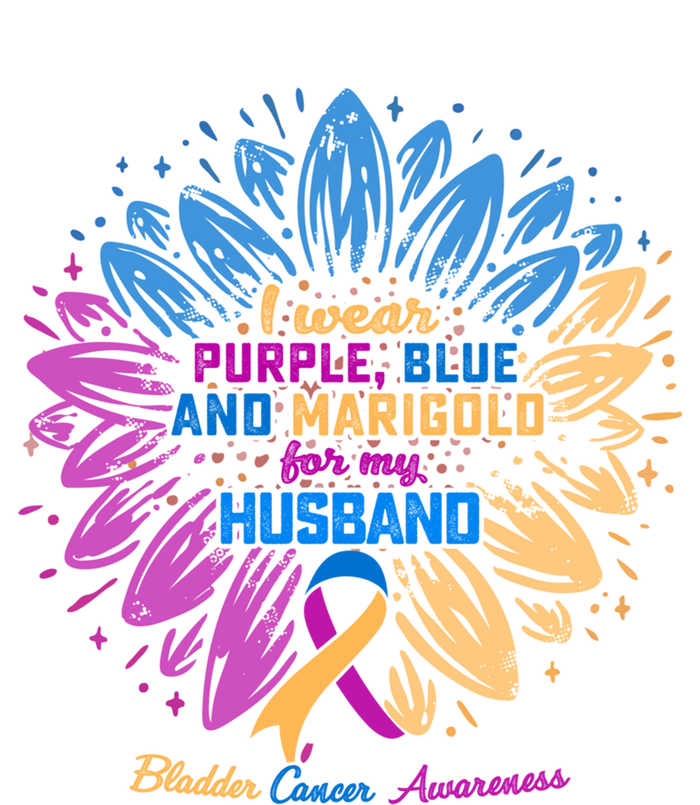 I Wear Blue Purple Marigold For My Husband Gift Bladder Cancer Gift T-Shirt