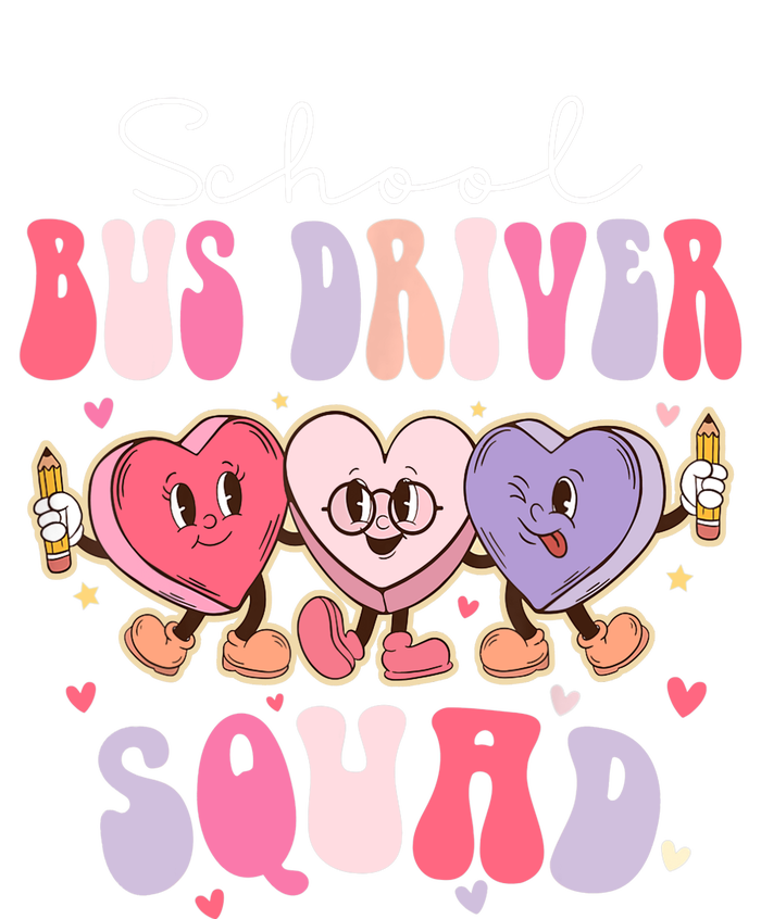 School Bus Driver Squad Retro Groovy Valentines Day Full-Length Apron With Pockets