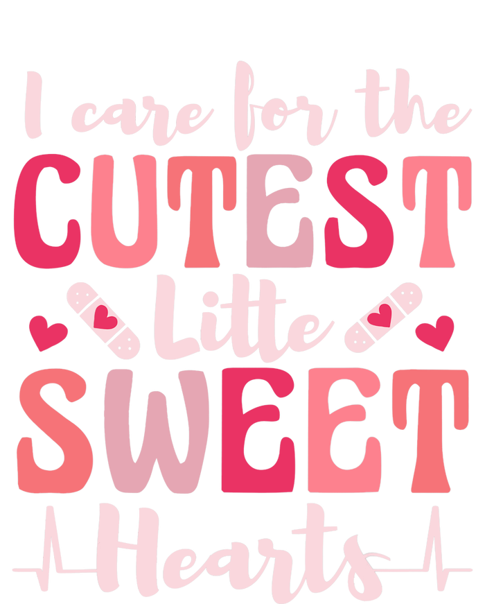 I Care Sweet Hearts Retro Groovy Valentines Day For Nurse Striped Beanie with Solid Band