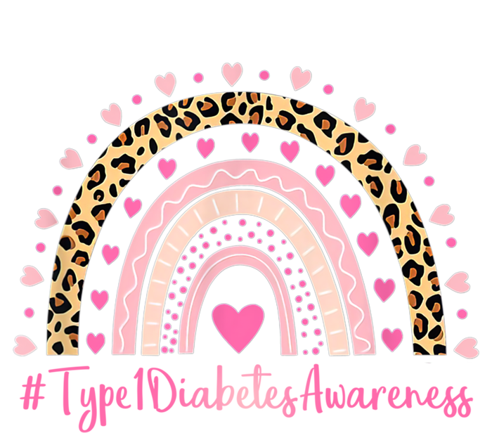 Type 1 Diabetes Awareness Pink Heart Leopard Rainbow Type 1 Funny Gift Stripe Pom Pom Beanie