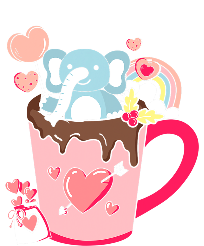 Happy Pink Valentines Day Elephant In The Coffee Cup Graphic Cool Gift T-Shirt