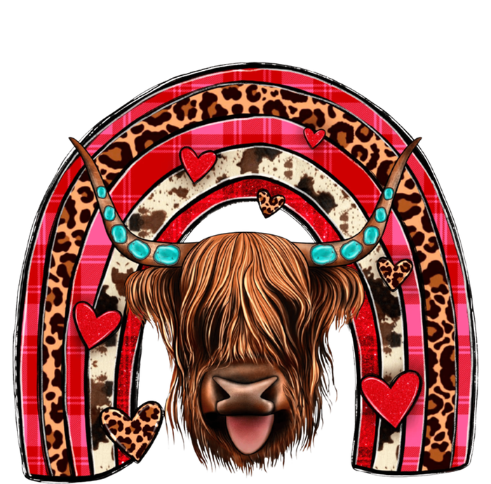 Leopard Rainbow Heart Highland Cow Head Western Valentine Great Gift Full-Length Apron With Pockets