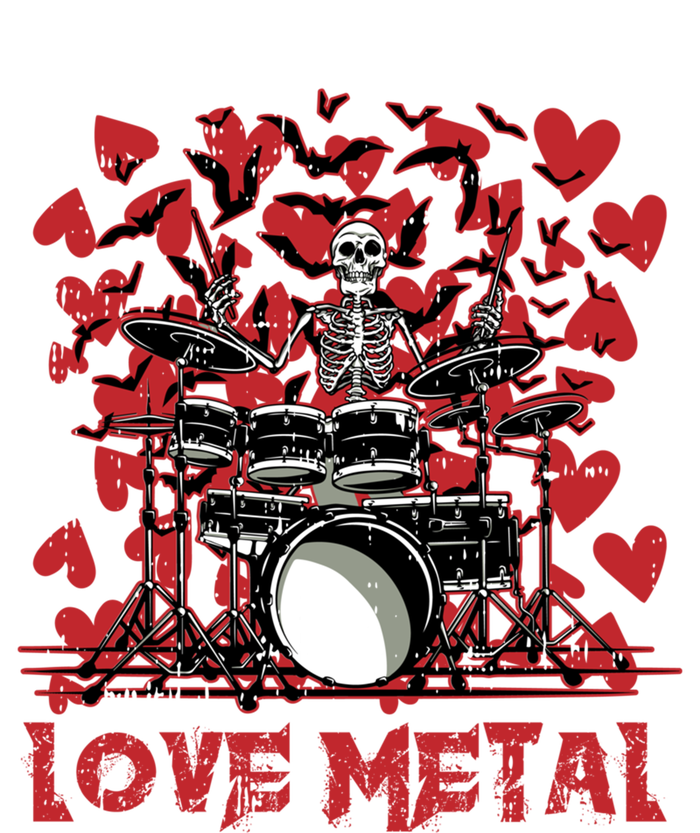 Love Metal Skeleton Drummer Valentines Day Rock N Roll Drums Gift T-Shirt